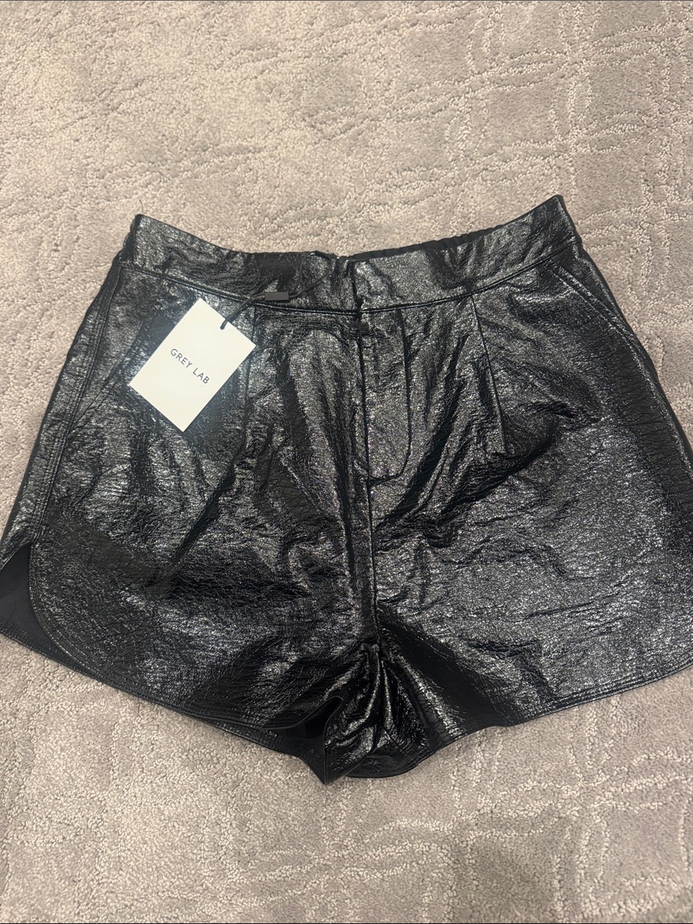 GREY LAB Shimmer Black High-Waist Women's Shorts